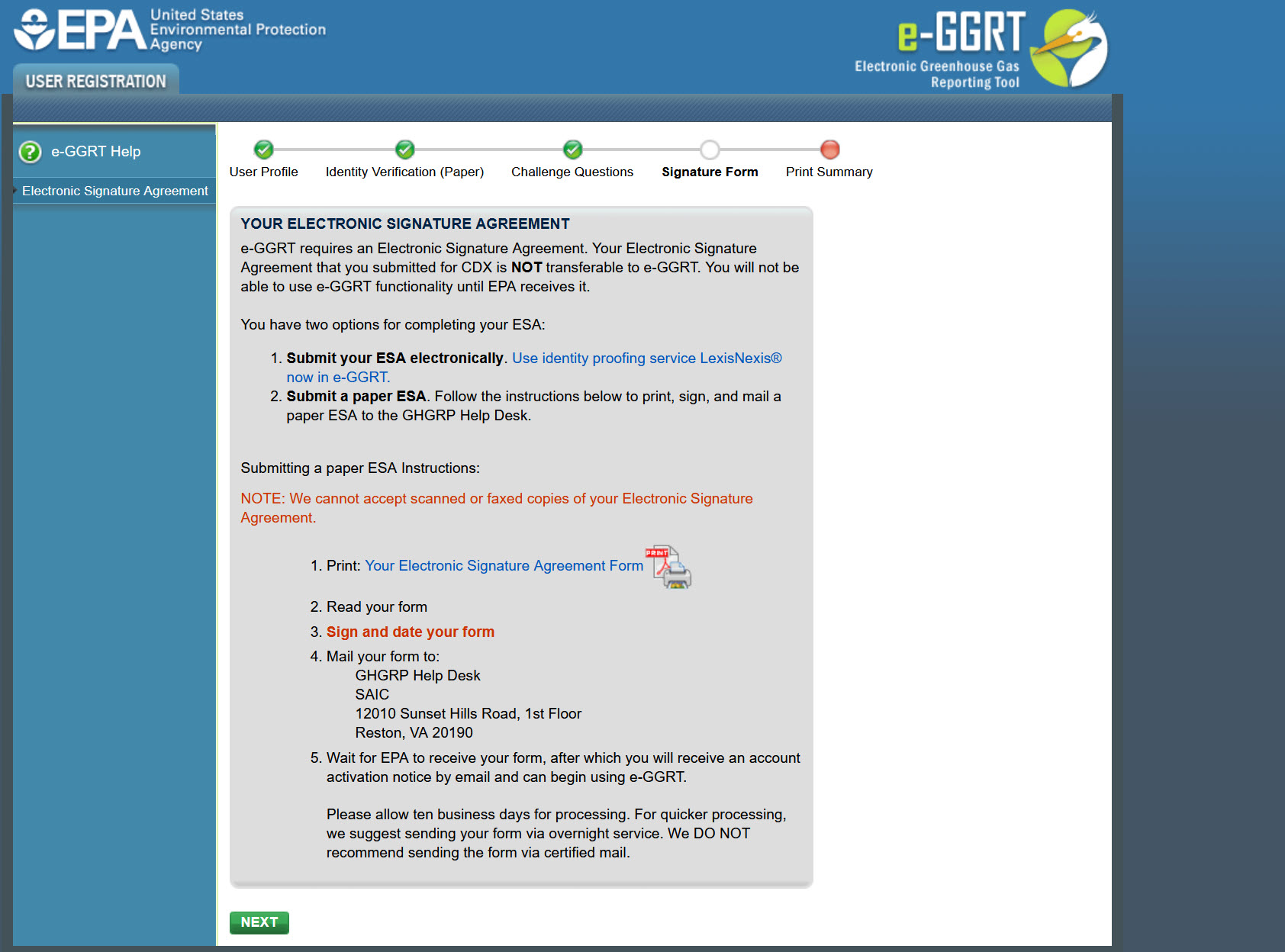 "Your Electronic Signature Agreement Form" link image